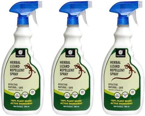 OrganicDews Herbal Lizard Repellent Spray 500 ml (Pack of 3) - Powerful Repellent Formulation with Peppermint oil and other Essential oil - Ready to Use - 500 ml (Pack of 3)
