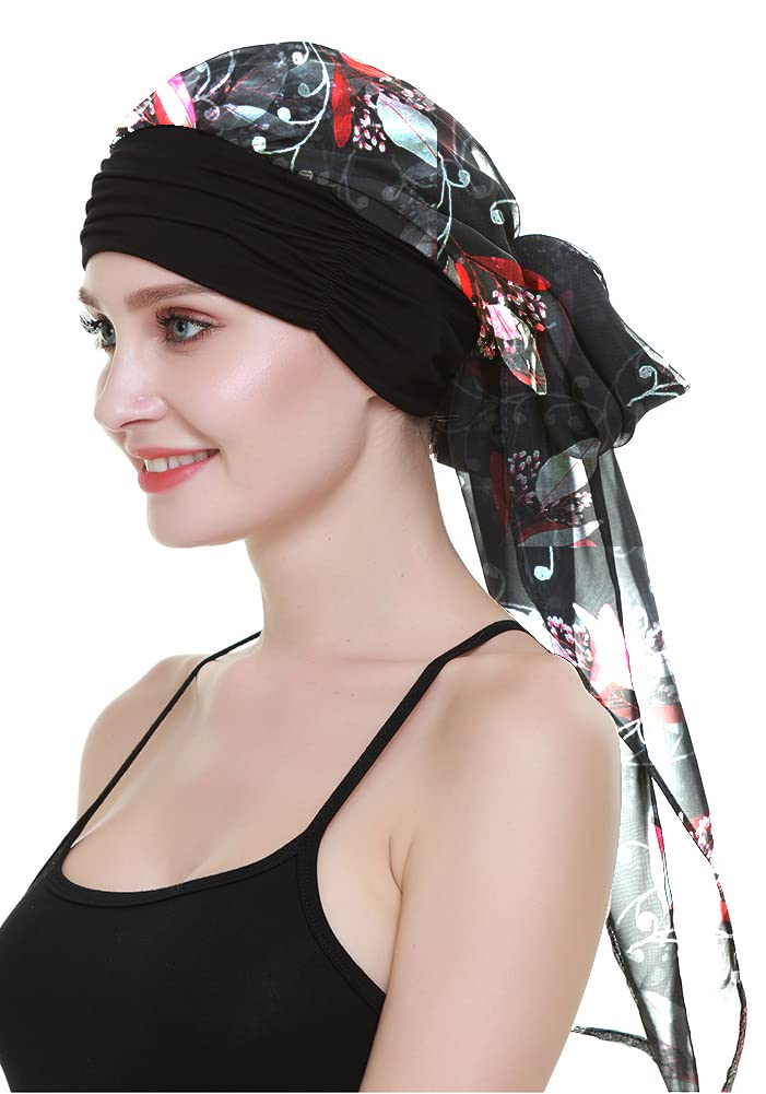 Cool Summer Turban for Cancer Patients Chemo Hat Beanies Yellow Floral