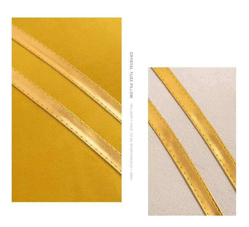 BAOKU 18 x 18 Inch Set of 2 Gray Gold Leather Striped Lines Velvet Cushion Case Luxury Modern Throw Pillow Cover Decorative Pillow Trimmed Velvet for Couch Living Room Bedroom Car - Image 4