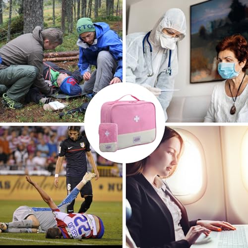 Focenat 2 Stück Medikament Tasche, Reiseapotheke Tasche Leer, Erste Hilfe Tasche, Medizin Aufbewahrungstasche, Medikamententasche Rosa, Medizintasche Wasserdicht für Zuhause, Büro, Outdoor, Reisen