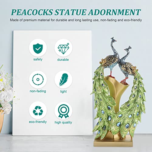 Estatua decorativa de pavo real de resina para escritorio miniatura 5