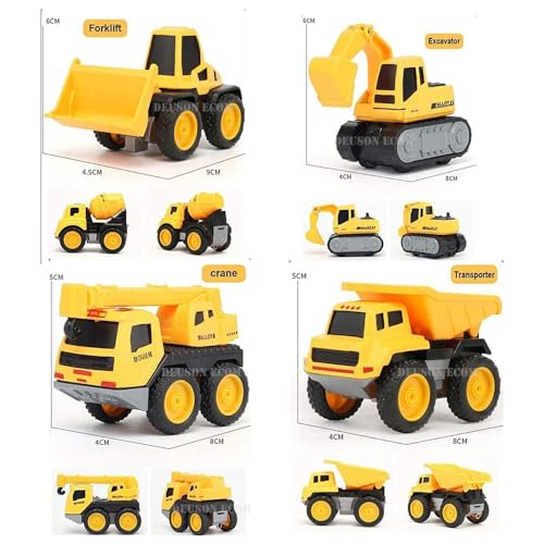 Image of 6 in 1 Bulldozer and Crain Excavator Trucks Convert Friction-Powered Unbreakable Pull-Along Back Construction Vehicle Trucks Toy Ideal for Playing Kid's and Children's