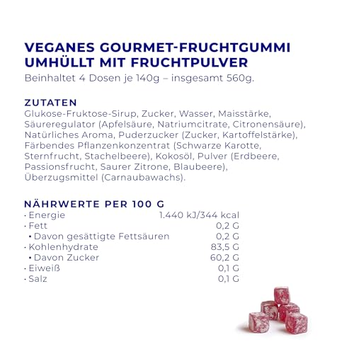 Wally and Whiz – Premium Vegane Weingummi Geschenkbox mit 4 Geschmacksrichtungen – Vegan, Glutenfrei, Allergenfrei – Dänische Süßigkeiten – Gourmet-Geschenk für Veganer – Natürliche Zutaten – 560 g