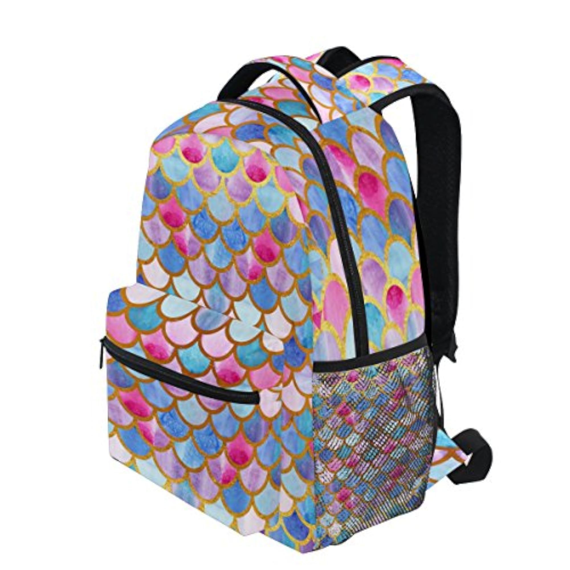 Geometric Marble Art Black and White Backpack, Travel Daypack
