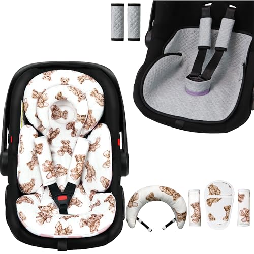 TinlyFinly Infant car seat Protector for Potty Training Gray 2 Pack, Bundle with Infant car seat Insert Set