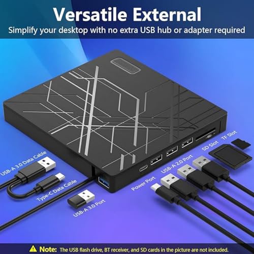 Lecteur graveur CD DVD externe texture brossée double port USB C - 4