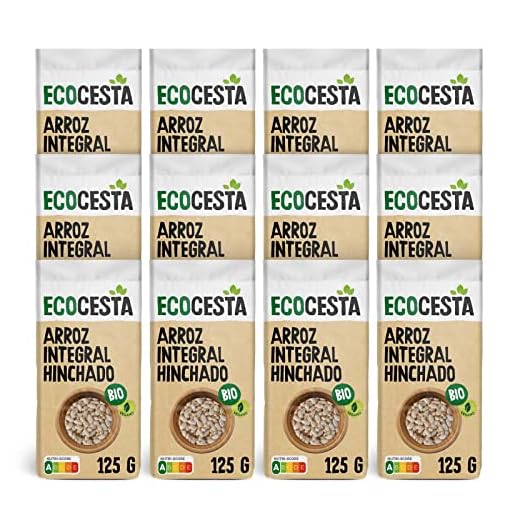 Ecocesta - Pack de 12 Unidades de 125 g de Arroz Integral Ecológico Inflado - Sin Azúcar Añadido - Ayuda a Mejorar el Tránsito Intestinal - Apto para Veganos