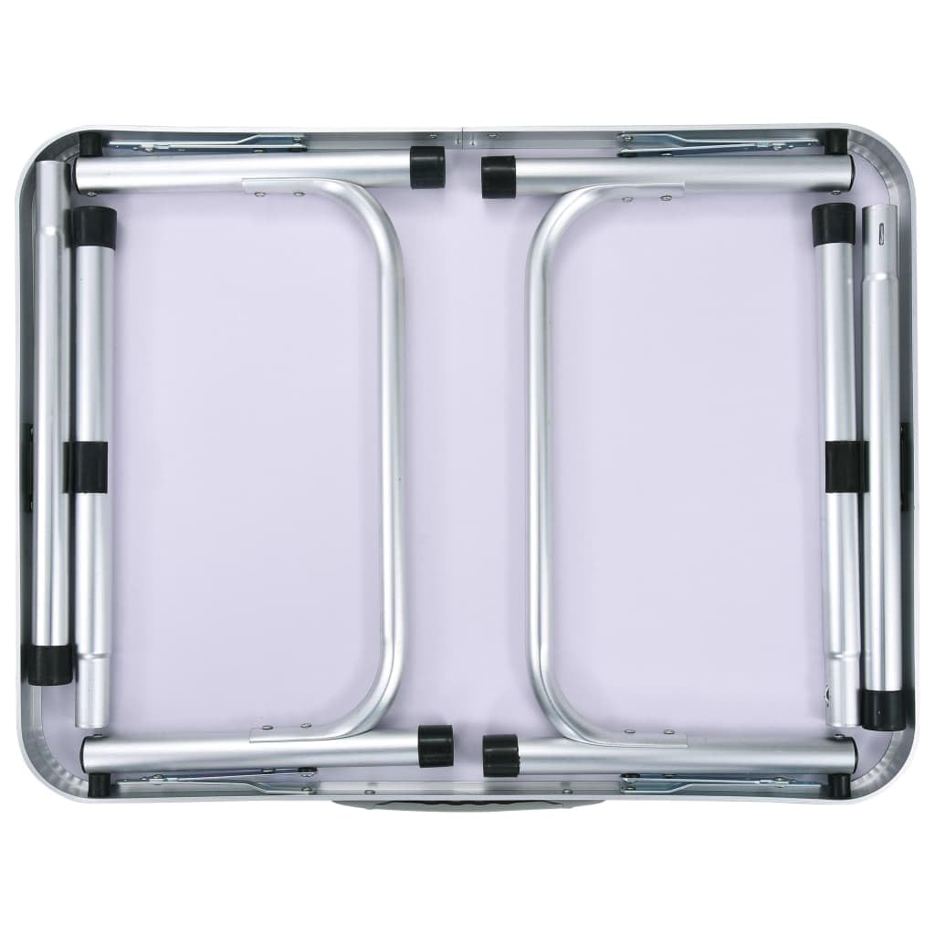 vidaXL Table Pliable de Camping Table Pliable de Jardin Table de Randonnée Table d'Exterieur Table de Pique-Nique Blanc Aluminium 60x45 cm