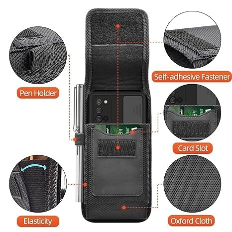 Image of Phone Holster for Men - 6.8'' Nylon Belt Clip Pouch with Card Holder | Mobile Purse Holster Case for All Phones - Large Capacity, Durable & Lightweight (Black, XXL)