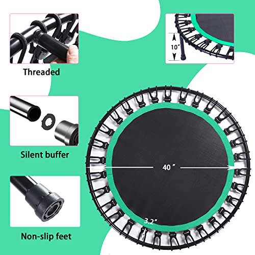 Rebounder Trampoline For Adults,40 Inch Mini Trampoline, Bungee Rebounder Exercise Trampoline For Adults Fitness -Green #TOP4