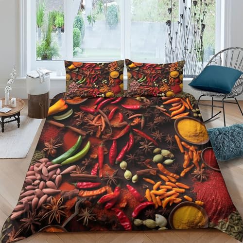 Parure de lit microfibre King 220x240cm imprimé piment et citron vert haute qualité