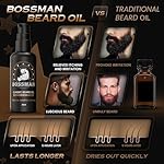 Bossman Organic Mustache & Beard Oil for Men, 2 oz – Natural Beard Moisturizer with Jojoba, Argan & Avocado Oils (Stagecoach Scent) - Image 2