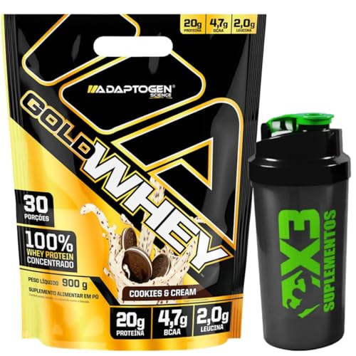 Kit Gold Whey Sabor Cookies and Cream 900g - Adaptogen Science + ...