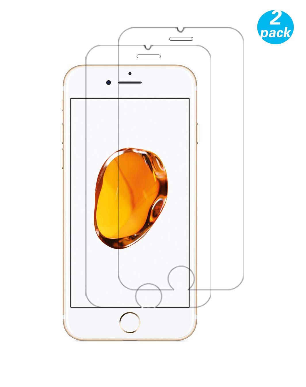 WEOFUNTempered Glass for iPhone 6 Plus/6s Plus/7 Plus/8 Plus [2 pieces], Screen Protector compatible with 6 Plus/6s Plus/7 Plus/8 Plus [9H Hardness, Anti-scratch, Anti-oil, Anti-bubbles]