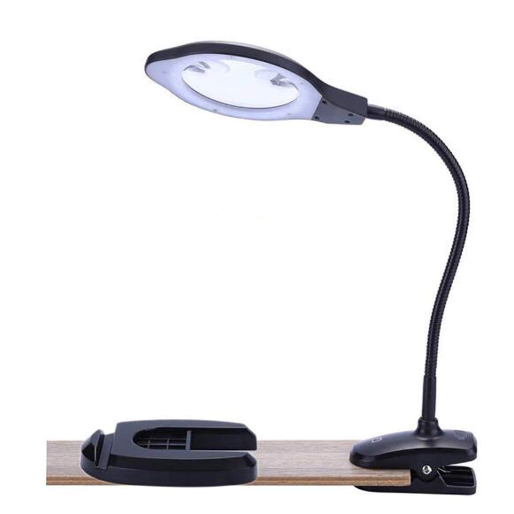 Lupa, 2 x 4 x biurko i zaciskowa lampa powiększająca 2 w 1, szkło powiększające do czytania ze stojakiem, światło dzienne jasne światła LED i elastyczna gęsia szyja, do hobby, rzemiosła, stołu