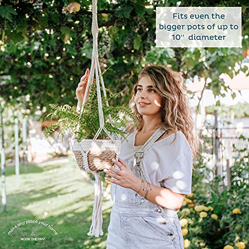 Nook Theory 4-Pack Macrame Plant Hanger - With 8 Ceiling Hooks - Hanging Planter Indoor Outdoor - Hanging Plant Holder - Decorative Bohemian Plant Hangers - Hanging Plants (Cream) #TOP4