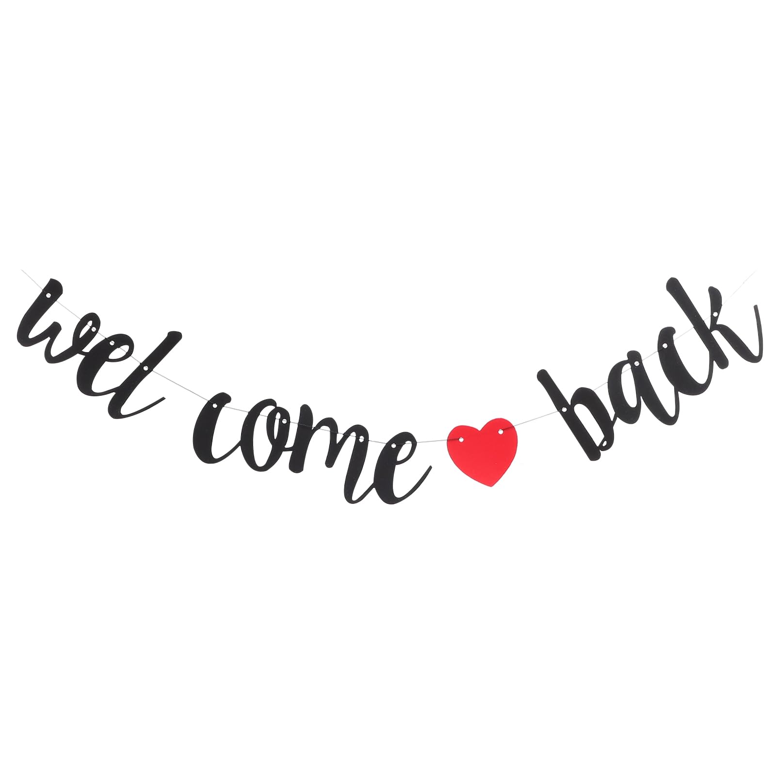 STOBOK Welcome Back Banner Back To School Garland Hanging Heart Buntings Outdoor Paper Flag for Party Garden School (Black)