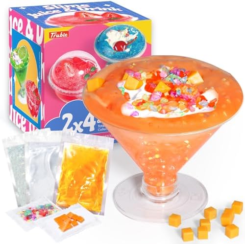 Premade Mango Juice Slime(6 oz), Soft, Non-Sticky, Mess-Free, Crystal Crunchy Bingsu Slime, Party Favor Birthday Classroom Reward Gifts for Girls Boys 6 7 9 10