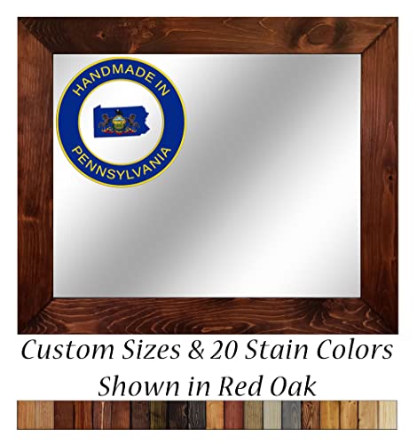 Shiplap Rustic Wood Framed Mirror, Handmade In The Usa, 20 Stain Colors, Shown In Red Oak - Large Wall Mirror, Rustic Large Wall Mount Mirror, Bathroom Mirror, Vanity Mirror, Full Length Mirror #TOP1