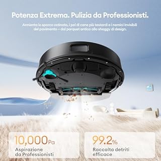 Ultenic T20Pro Robot Aspirapolvere Lavapavimenti con Mappatura 10000Pa, 200Min, Autosvuotamento 3.5L, Navigazione LiDAR Rilevamento Ostacoli, Aspirapolvere Robot Lavapavimenti con Controllo App/Alexa
