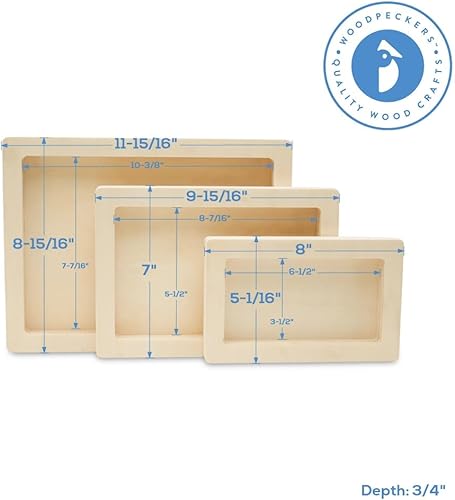 Miniatura 4 de Woodpeckers - Lienzo rectangular pequeño, 5 juegos de 3 letreros de madera en blanco, bandejas de madera sin terminar para manualidades y arte de