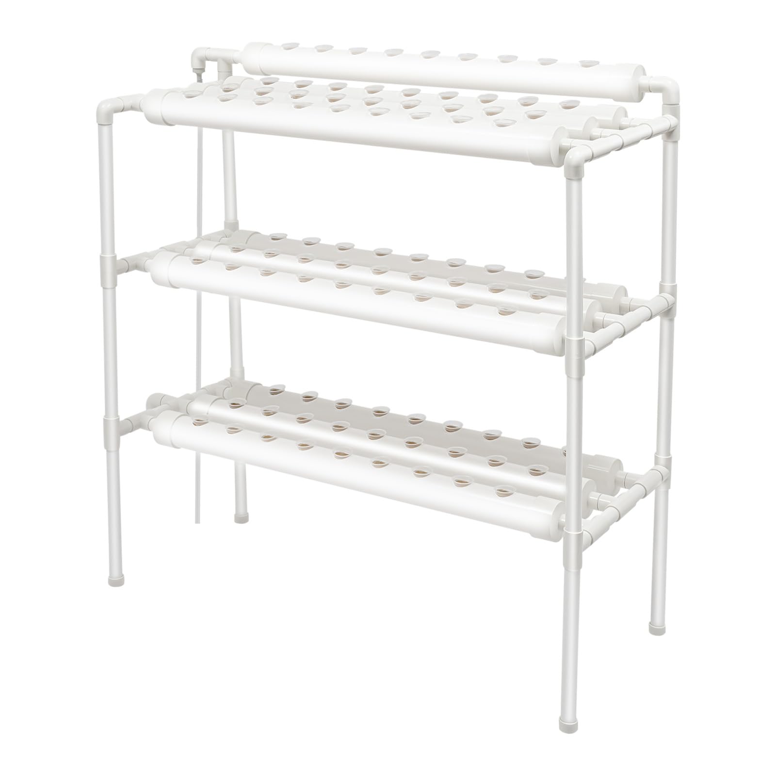 Kit Hidropónico Profesional 3 Capas, Sistema de Cultivo sin Tierra PVC con 90 Sitios de Cultivo y Bomba de Agua, Cultivo Hidropónico para Verduras/Frutas Interior/Exterior