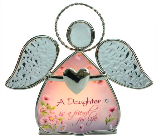 BANBERRY DESIGNS Daughter Gifts - Glass Angel Tea Light Candle Holder - A Daughter is a Friend for Life Printed on The Angels Dress - Gifts for Her - Graduation Gifts for Daughter for Daughter