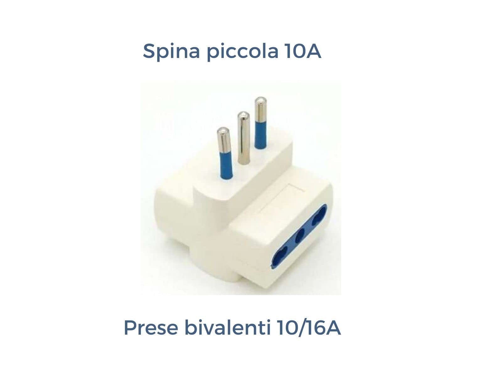 Set 3 spina tripla spina piccola 10A prese bivalenti 10 / 16A bianca 1500W marchio CE
