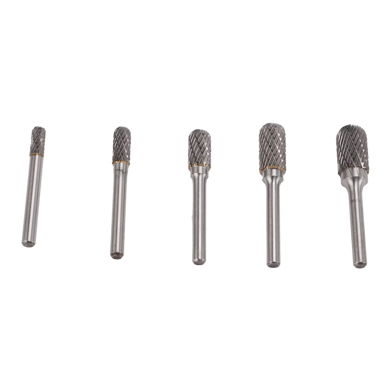 Hartmetall-Drehfräser-Set, doppelt geschnitten, 6 mm Schaft, 5-teiliges Schleiffeilen-Set für Holzschnitzerei, Polieren und Bohren, kompatibel mit -Winkelschleifern für