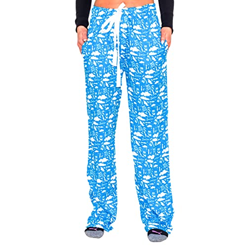 Adult Unisex Bob Ross Painter Happy Little Clouds Pajama Sleep Lounge Pants