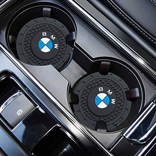 Image of YUIQIEUY Car Cup Holder Coaster for BMW Recessed Silicone Cupholder Coaster Interior Accessories 2.75IN 2Pack Black