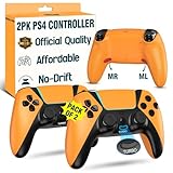 QUIKLYNX Control for PS4 Controller 2 Pack Wireless Remote for PlayStation 4 Controllers, Dual Gamepad Shock with Vibration No-Drift Joysticks,Turbo,Paddles Compatible with P4 Slim Pro, Best Gfit, Full Size