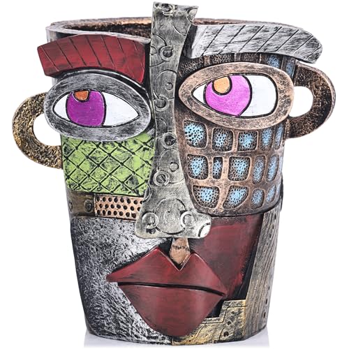 LCCCK Colorful Face Planter Funky Head Planters for Indoor Plants,
