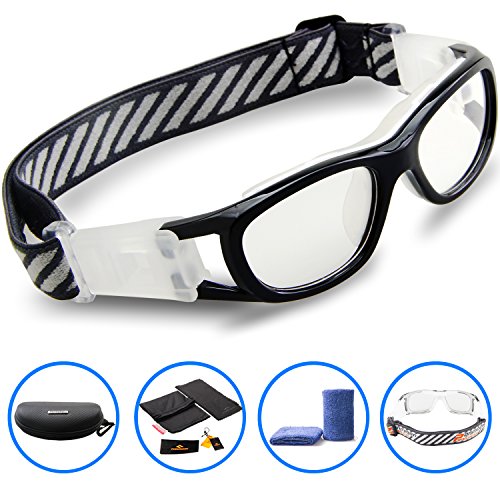 PONOSOON Sports Goggles Glasses for Kids for Basketball Football Volleyball 1812(Black)
