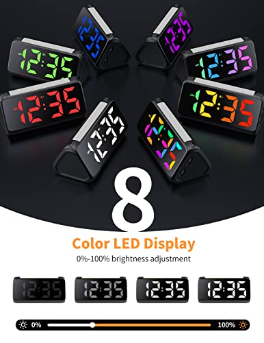 Netzu Digital Alarm Clocks For Bedrooms, Bedside Clocks With Rgb Night Light, Rainbow Time, Large Display, Usb Charger, Dual Alarm, Snooze, Led Desk Dimmable Alarm Clock For Kids Teens Boys Girls #TOP2