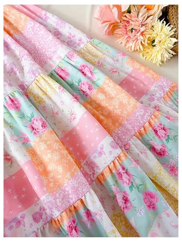 Floerns Girl's Summer Floral Long Dress Sleeveless Beach Vacation Tiered Flowy Dresses4