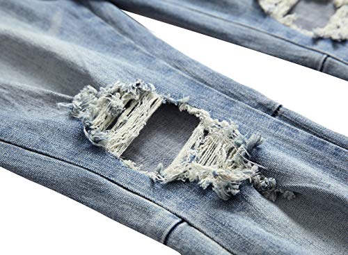 Men's Stretch Ripped Distressed Denim Jeans with Side Zippers4