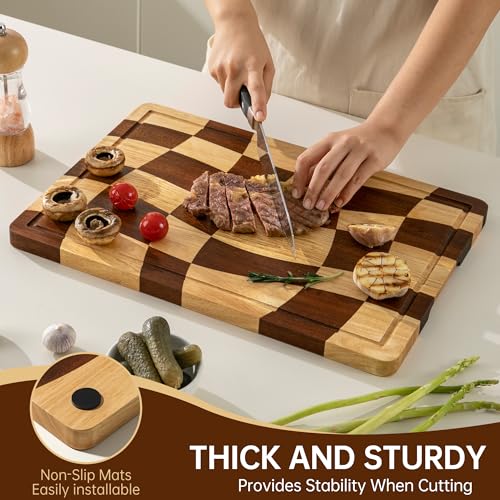 Tabla de cortar rectangular de madera con ranura y mango miniatura 3