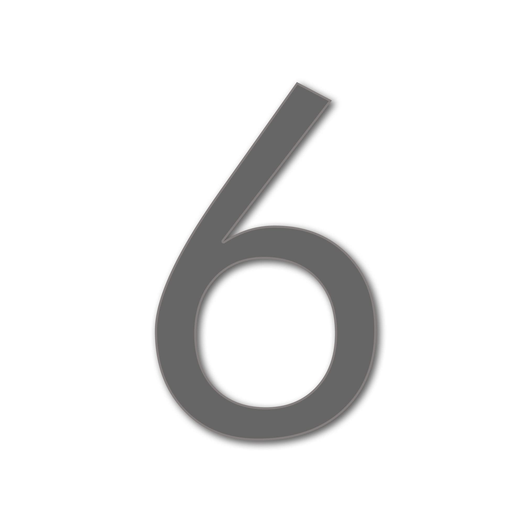 House Number 6 FUTURA Door Numbers in 3 Sizes (15, 20, 25cm / 5.9, 7.8, 9.8in) Modern Floating House Number Acrylic incl. Fixings, Colour:Anthracite, Size:20cm / 7.9'' / 200mm