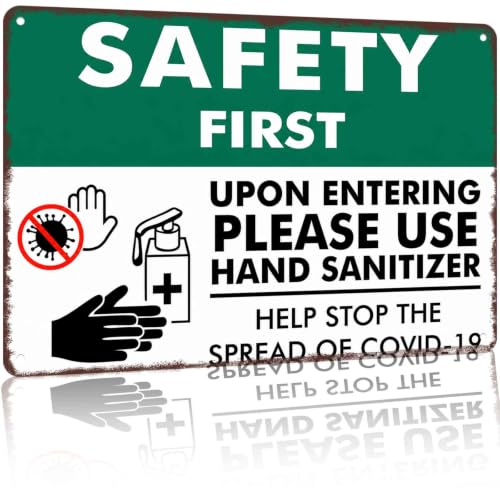 Safety First Hand Sanitizer Wall Sign 8x12 Inches