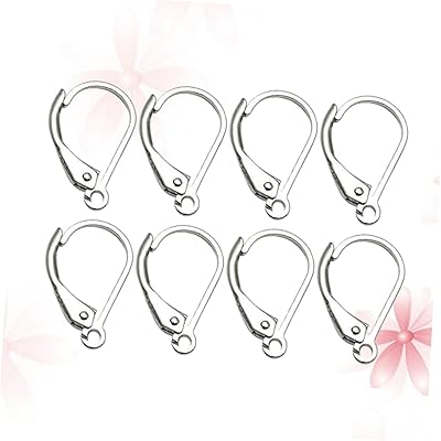 VILLCASE 8pcs Sterling Silver Earrings Orrous Silver Semi-Finished Ear Hook Material Ear Plug Sets Earring Plugs Semi-Finished Product Earplugs Ear Clip French S925 Ear Clips