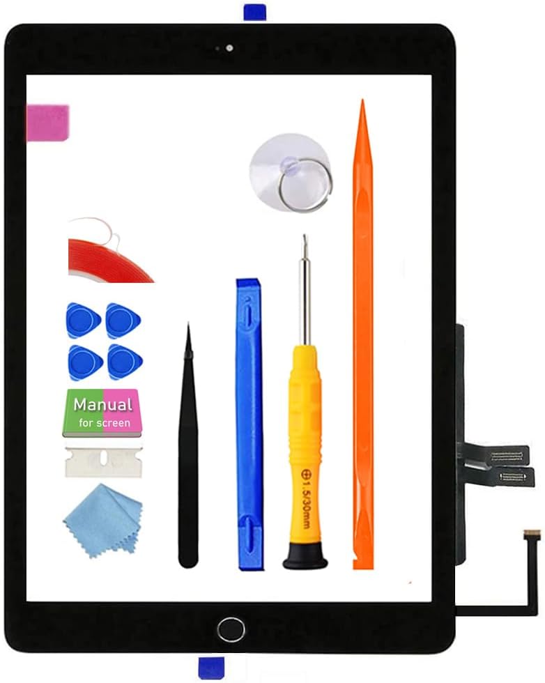 Touch Screen Replacement for iPad 6 6th Gen Digitizer 2018 9.7", Only for 6th Generation A1893 A1954, with Home Button(No Touch ID) +Full Repair Kit