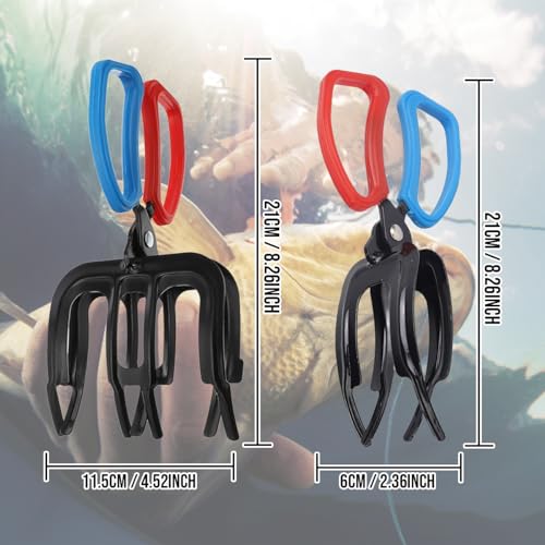 Jinnagltu 2 Pcs Fish Gripper Set With 2 Claw/3 Claw Fishing Grippers Metal Fishing Pliers Gripper Control Clamp Multifunctional Fish Grabber Tool For Most Freshwater Fish thumb #6