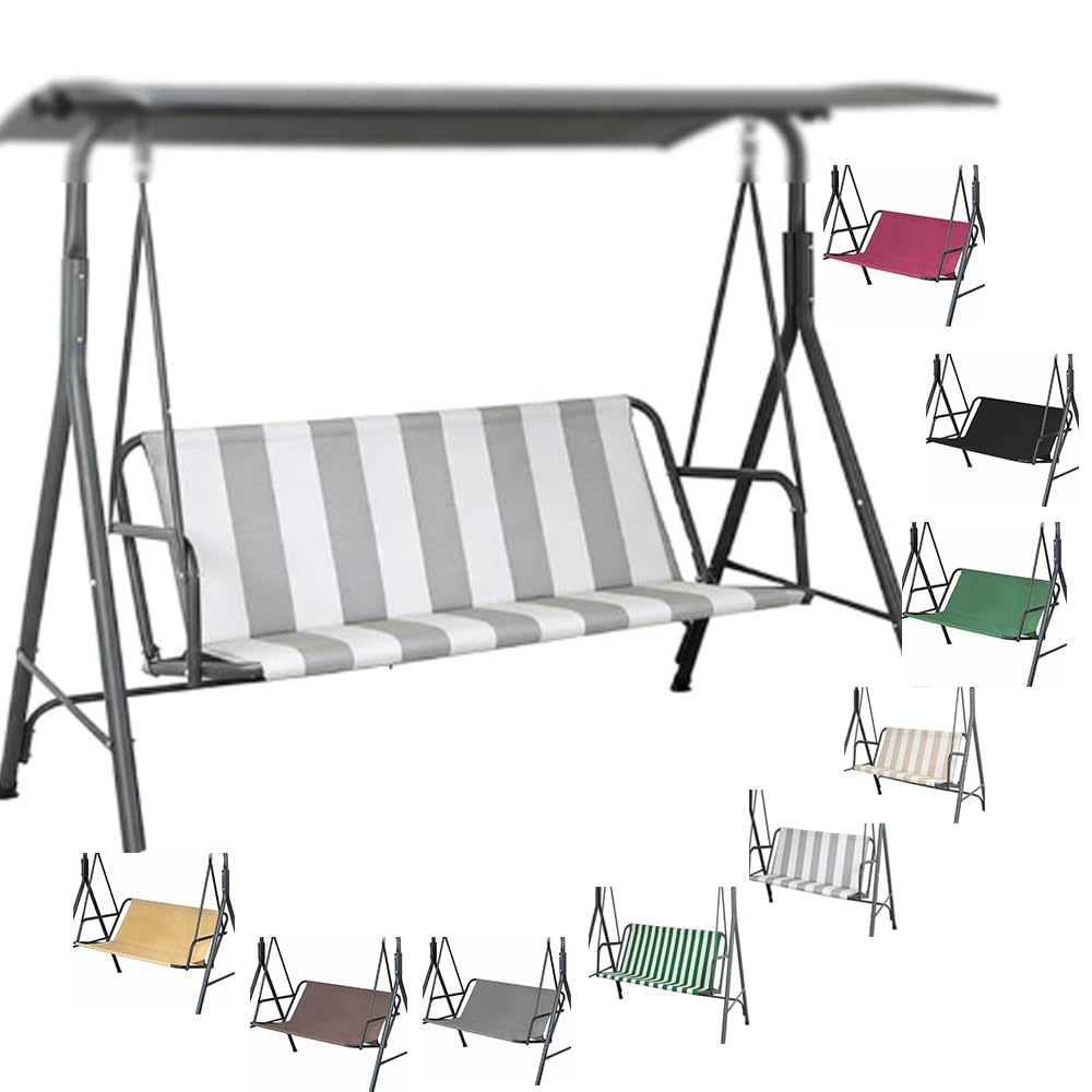 Housse De Siège De Rechange Pour Balançoire De Jardin, 158x54x54cm Tissu 600D Oxford De Rechange Pour Balancelle Chaise Extérieur 2 3 Places, Durable(Gray-white stripes,168x56x56cm)