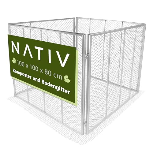 NATIV Garten Komposter 100x100x80 cm mit Bodengitter, Metallkomposter mit 800 Liter Volumen, Drahtkomposter für eigenen Kompost, Metall Komposter als Kompostsieb nutzbar, Kompostierer für Komposterde NATIV Garten Komposter 100x100x80 cm mit Bodengitter, Metallkomposter mit 800 Liter Volumen, Drahtkomposter für eigenen Kompost, Metall Komposter als Kompostsieb nutzbar, Kompostierer für Komposterde