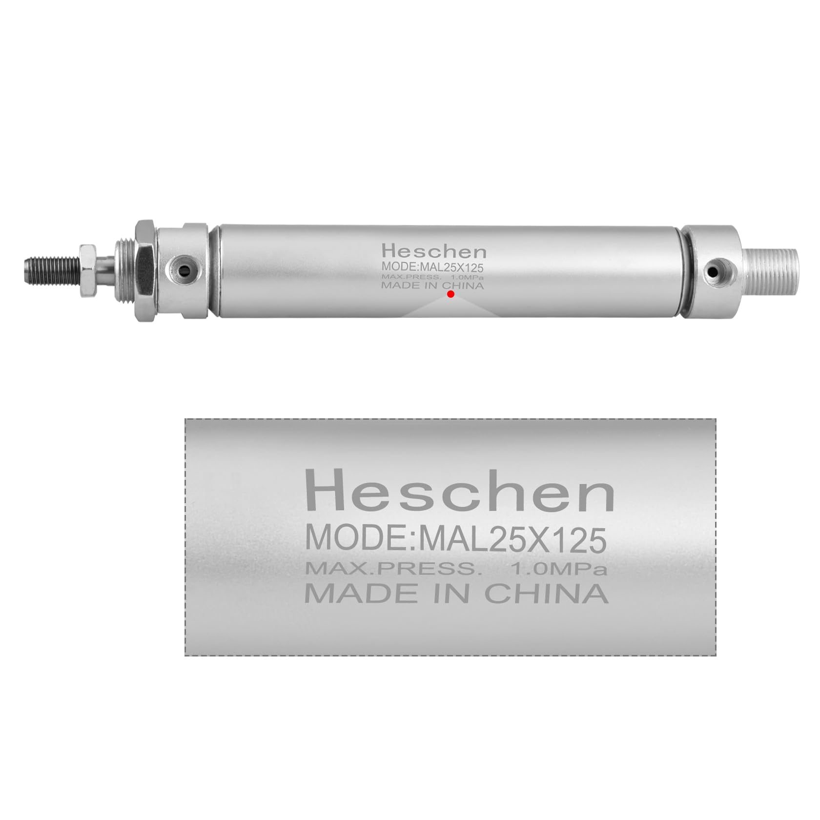 Heschen pneumatyczny wąski cylinder powietrza MAL 25-125 Port PT1/8 25 mm otwór 125 mm skokowy podwójne działanie