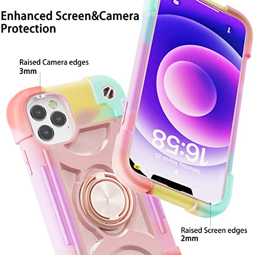 Image of MARKILL Plastic, Silicone Compatible with iPhone 12 /12 Pro Case 6.1 inch with 360 Degree Rotate Ring Stand, Military Grade Drop Protection Heavy Duty Basic Case 3in1 Protective Cover For iPhone 12 /12 Pro.