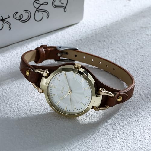 BUREI Uhr Demen Elegante Lederarmband Armbanduhr Damen Klassisch Analog Quarz Damenuhr Geschenke für Frauen – Bild 3