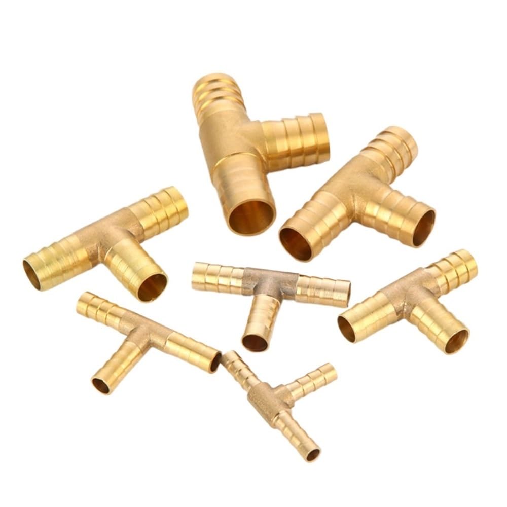 20 conectores de púas de latón en T de 3 vías for manguera, for tuberías de agua y transferencia de fluidos de laboratorio.(10mm)