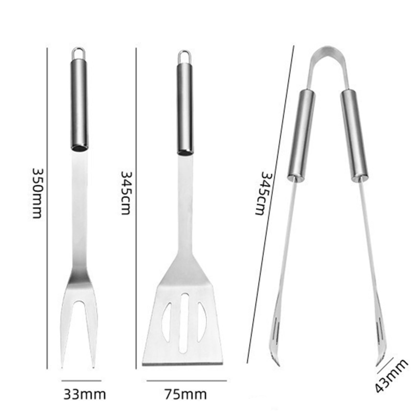 Generisch 3-teiliges Grillwerkzeug-Set, Spatel, Gabel, Messer, Grill, Grillzubehör, Camping, Outdoor-Kochutensilien
